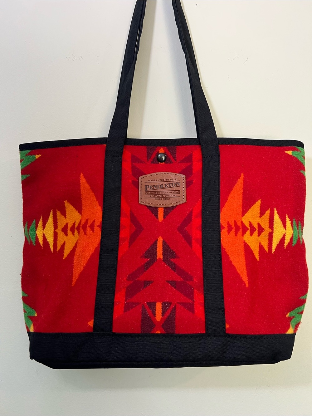Vintage PENDLETON Wool Tote Bag Native Southwestern Aztec Red Shoulder Bag 🇺🇸